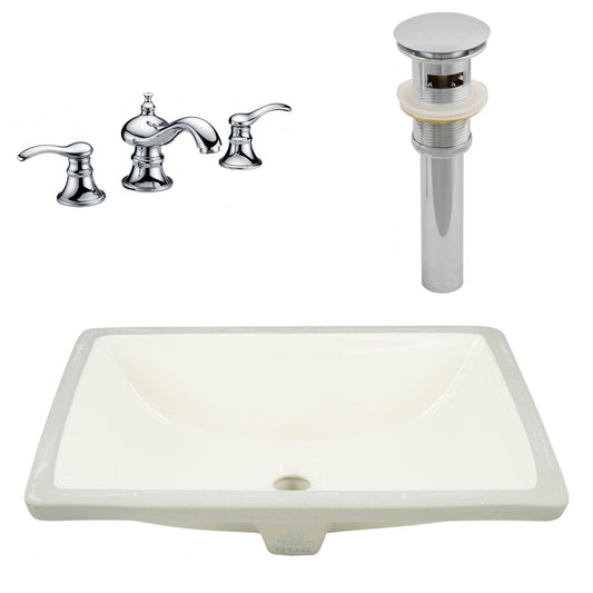 American Imaginations AI-27103 21" Biscuit Rectangular Undermount Transitional Bathroom Undermount Sink Set