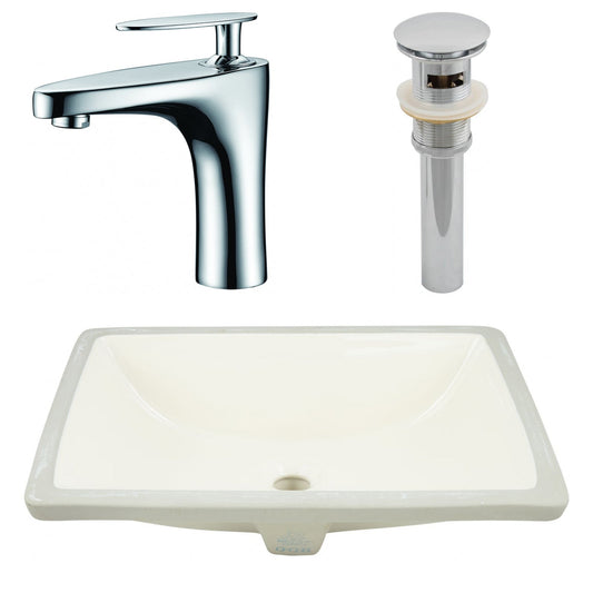 American Imaginations AI-27104 21" Biscuit Rectangular Undermount Transitional Bathroom Undermount Sink Set