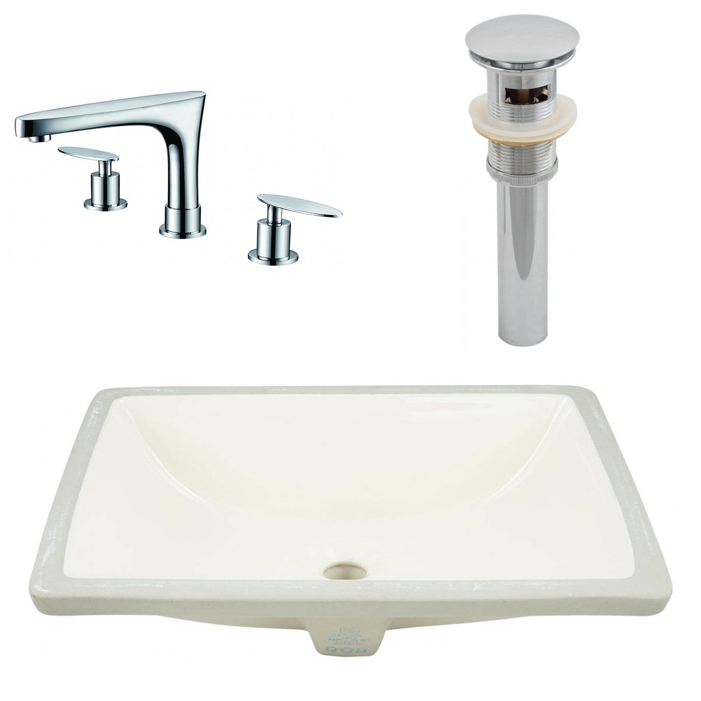 American Imaginations AI-27105 21" Biscuit Rectangular Undermount Transitional Bathroom Undermount Sink Set