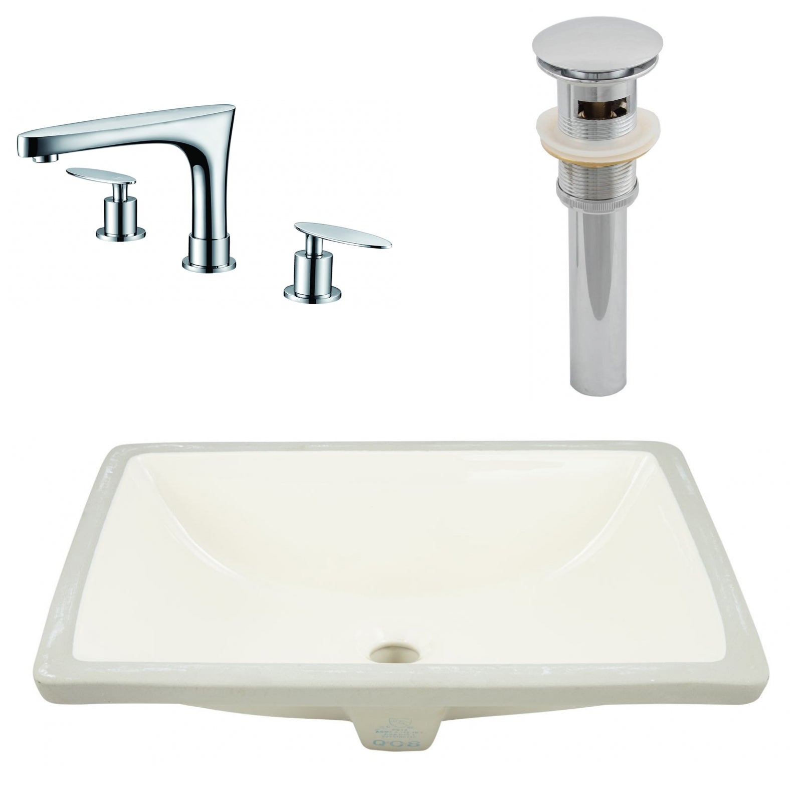 American Imaginations AI-27105 21" Biscuit Rectangular Undermount Transitional Bathroom Undermount Sink Set