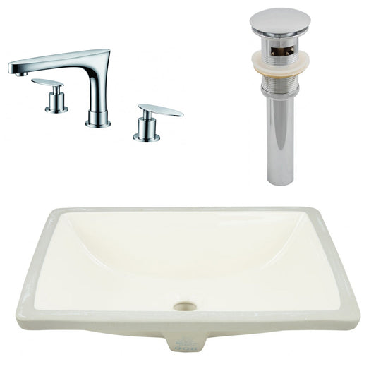 American Imaginations AI-27105 21" Biscuit Rectangular Undermount Transitional Bathroom Undermount Sink Set