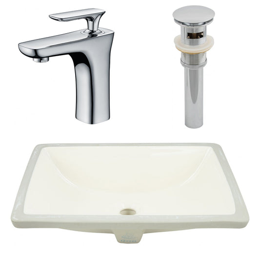 American Imaginations AI-27106 21" Biscuit Rectangular Undermount Transitional Bathroom Undermount Sink Set
