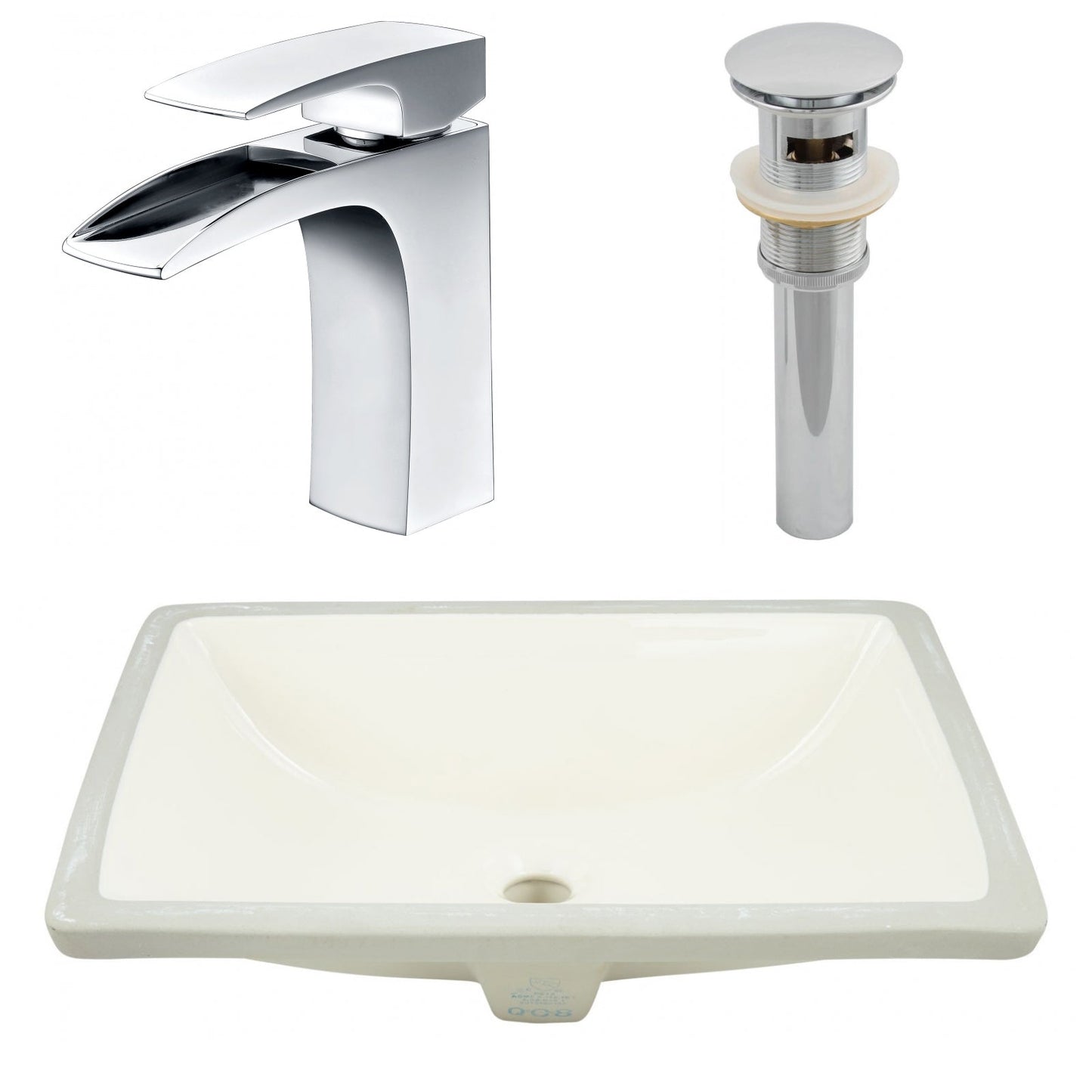 American Imaginations AI-27107 21" Biscuit Rectangular Undermount Transitional Bathroom Undermount Sink Set