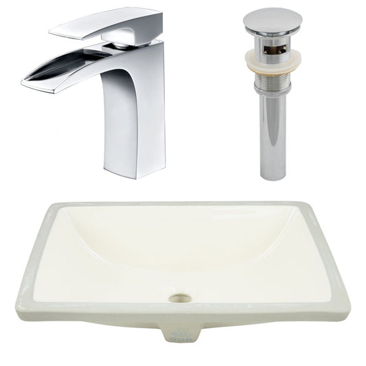 American Imaginations AI-27107 21" Biscuit Rectangular Undermount Transitional Bathroom Undermount Sink Set