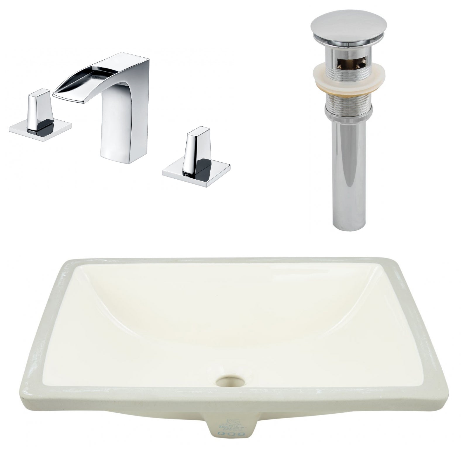 American Imaginations AI-27108 21" Biscuit Rectangular Undermount Transitional Bathroom Undermount Sink Set