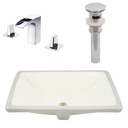 American Imaginations AI-27108 21" Biscuit Rectangular Undermount Transitional Bathroom Undermount Sink Set