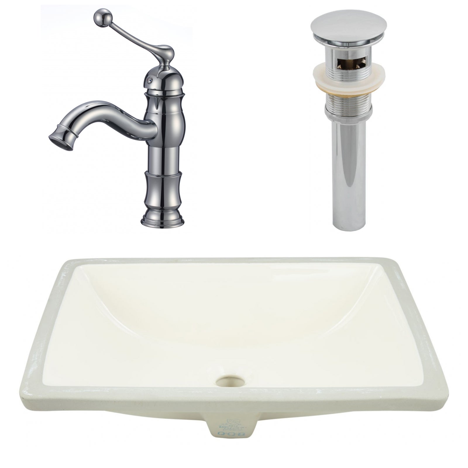 American Imaginations AI-27109 21" Biscuit Rectangular Undermount Transitional Bathroom Undermount Sink Set