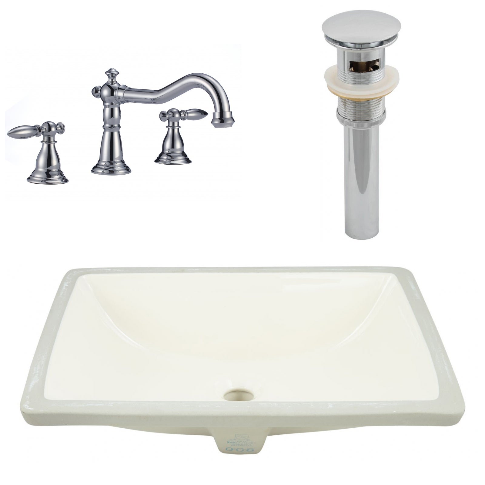 American Imaginations AI-27111 21" Biscuit Rectangular Undermount Transitional Bathroom Undermount Sink Set
