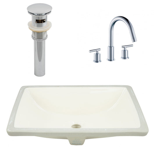American Imaginations AI-27112 21" Biscuit Rectangular Undermount Transitional Bathroom Undermount Sink Set
