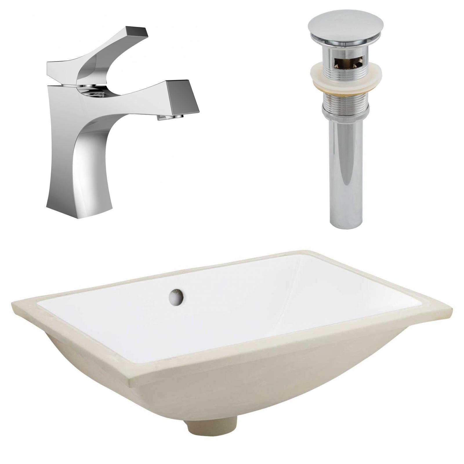 American Imaginations AI-27113 21" White Rectangular Undermount Transitional Bathroom Undermount Sink Set