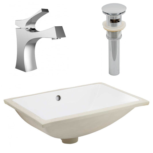 American Imaginations AI-27113 21" White Rectangular Undermount Transitional Bathroom Undermount Sink Set