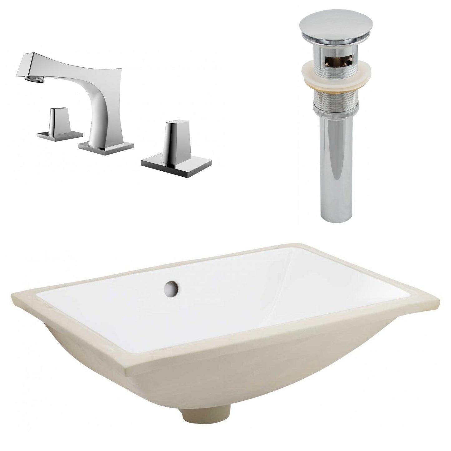 American Imaginations AI-27114 21" White Rectangular Undermount Transitional Bathroom Undermount Sink Set