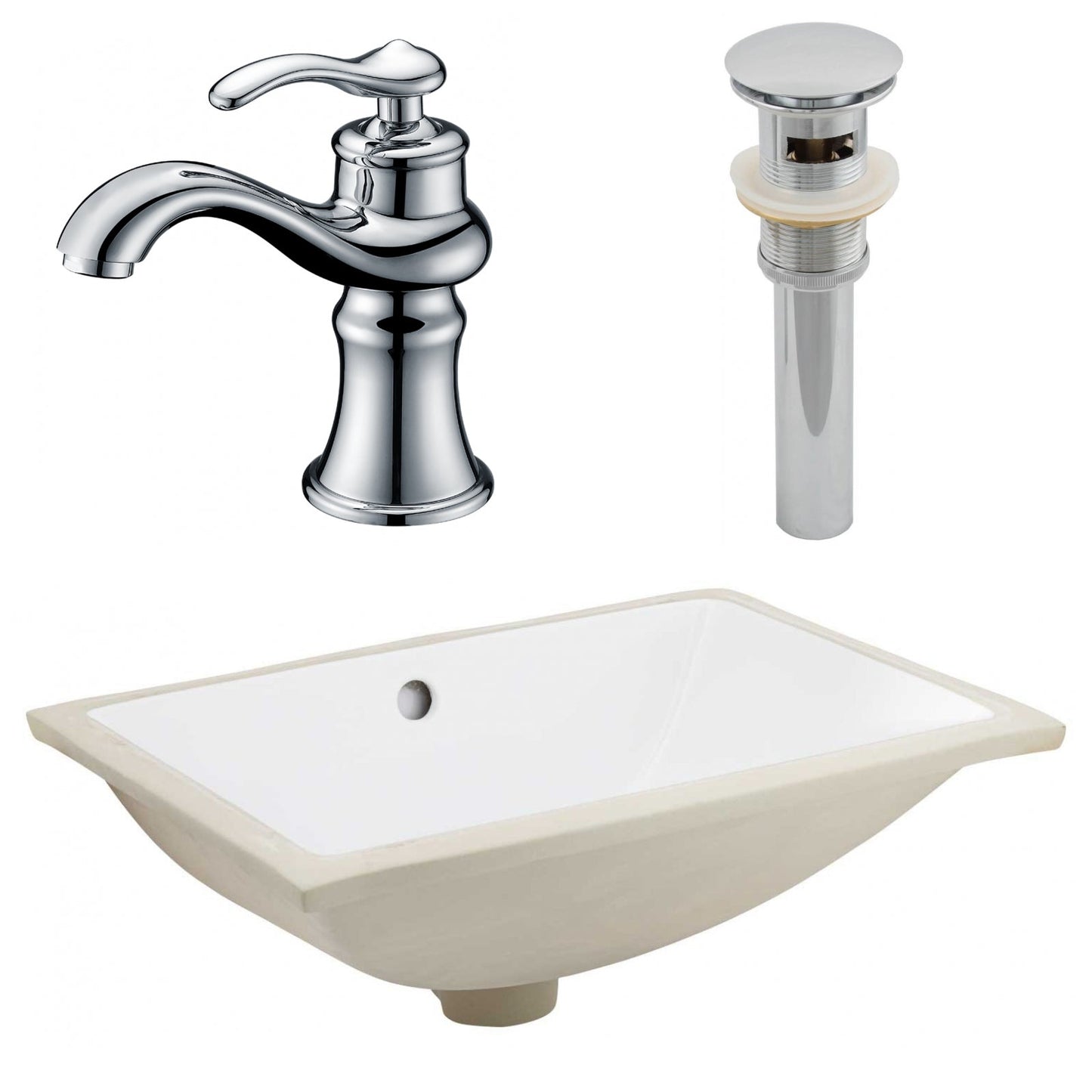 American Imaginations AI-27115 21" White Rectangular Undermount Transitional Bathroom Undermount Sink Set