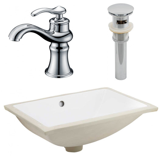 American Imaginations AI-27115 21" White Rectangular Undermount Transitional Bathroom Undermount Sink Set