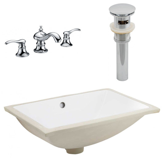 American Imaginations AI-27117 21" White Rectangular Undermount Transitional Bathroom Undermount Sink Set