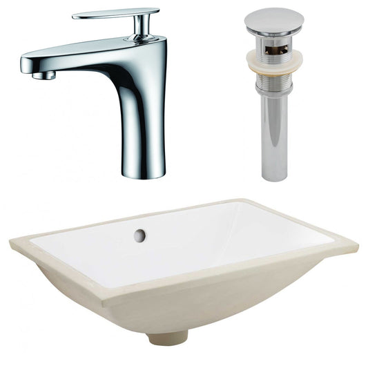 American Imaginations AI-27118 21" White Rectangular Undermount Transitional Bathroom Undermount Sink Set