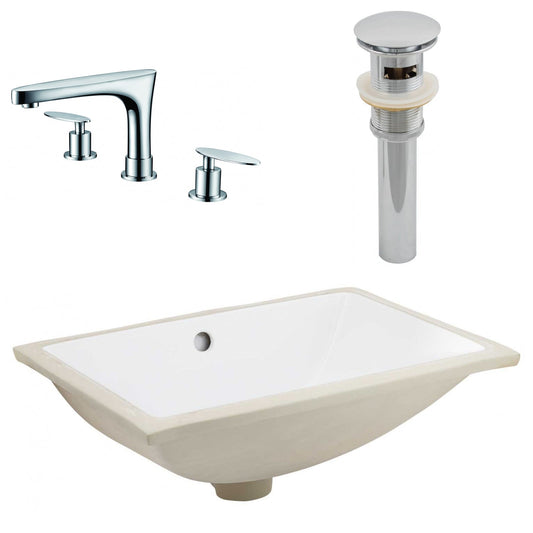 American Imaginations AI-27119 21" White Rectangular Undermount Transitional Bathroom Undermount Sink Set