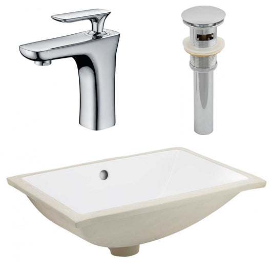 American Imaginations AI-27120 21" White Rectangular Undermount Transitional Bathroom Undermount Sink Set