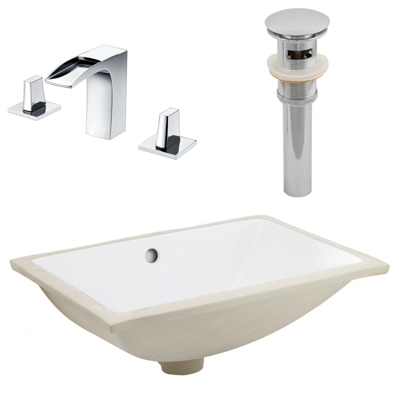 American Imaginations AI-27122 21" White Rectangular Undermount Transitional Bathroom Undermount Sink Set
