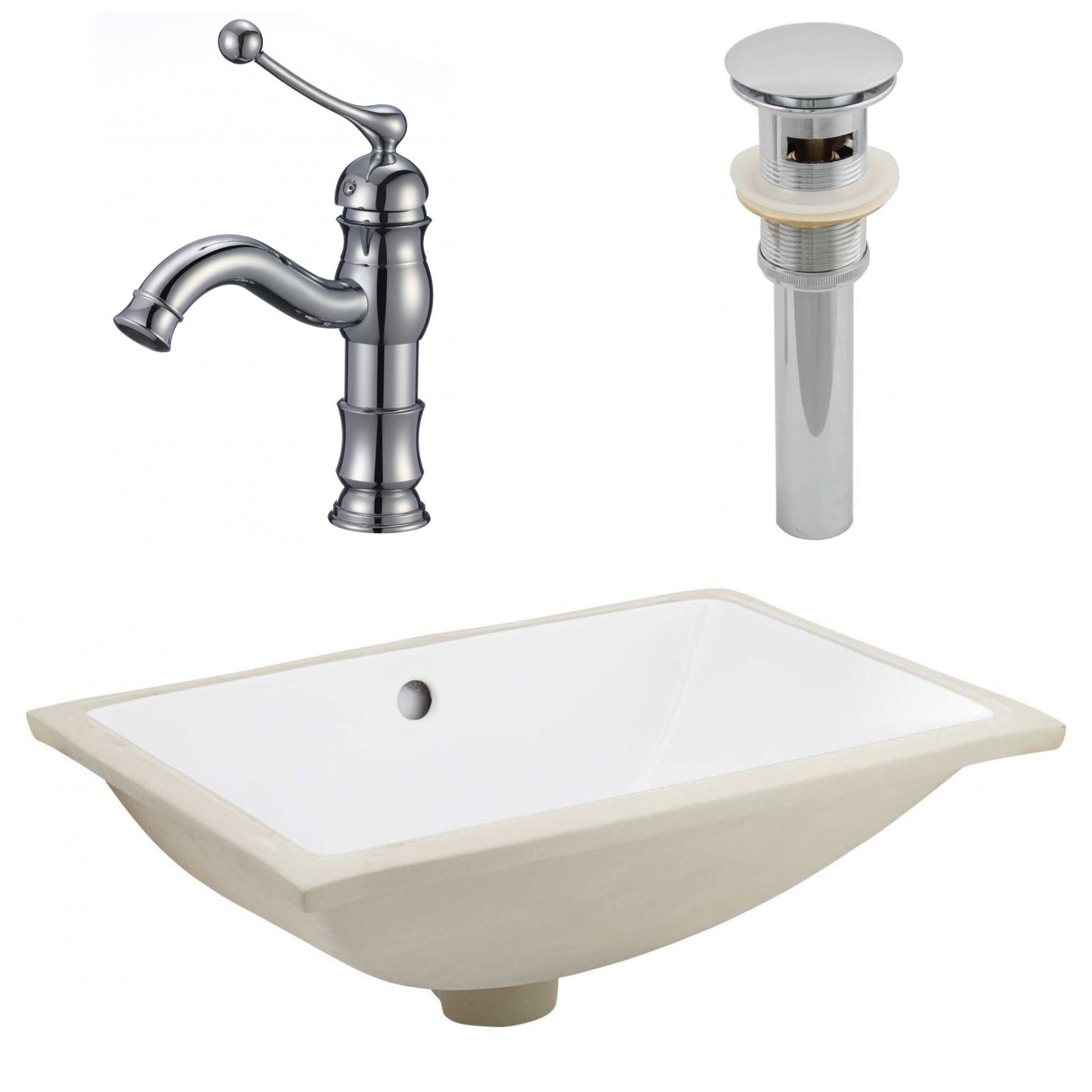 American Imaginations AI-27123 21" White Rectangular Undermount Transitional Bathroom Undermount Sink Set