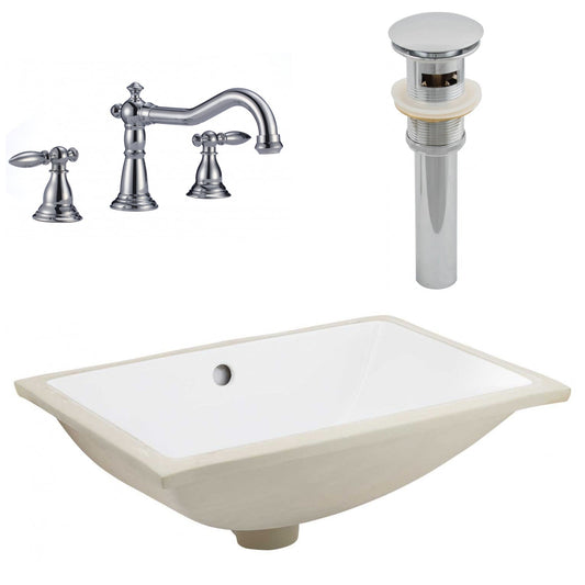 American Imaginations AI-27125 21" White Rectangular Undermount Transitional Bathroom Undermount Sink Set