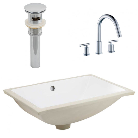 American Imaginations AI-27126 21" White Rectangular Undermount Transitional Bathroom Undermount Sink Set