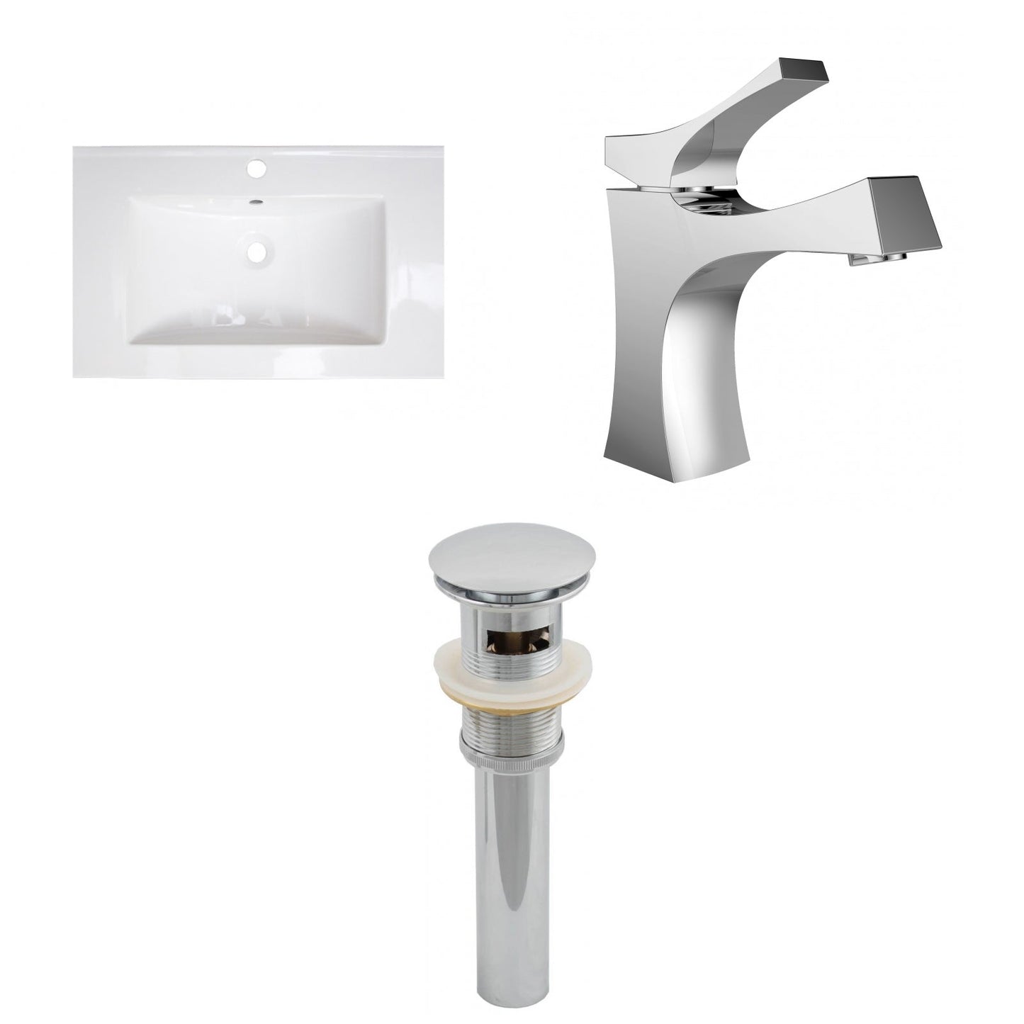 American Imaginations AI-27167 24" White Rectangular Drop In Transitional Ceramic Top Set