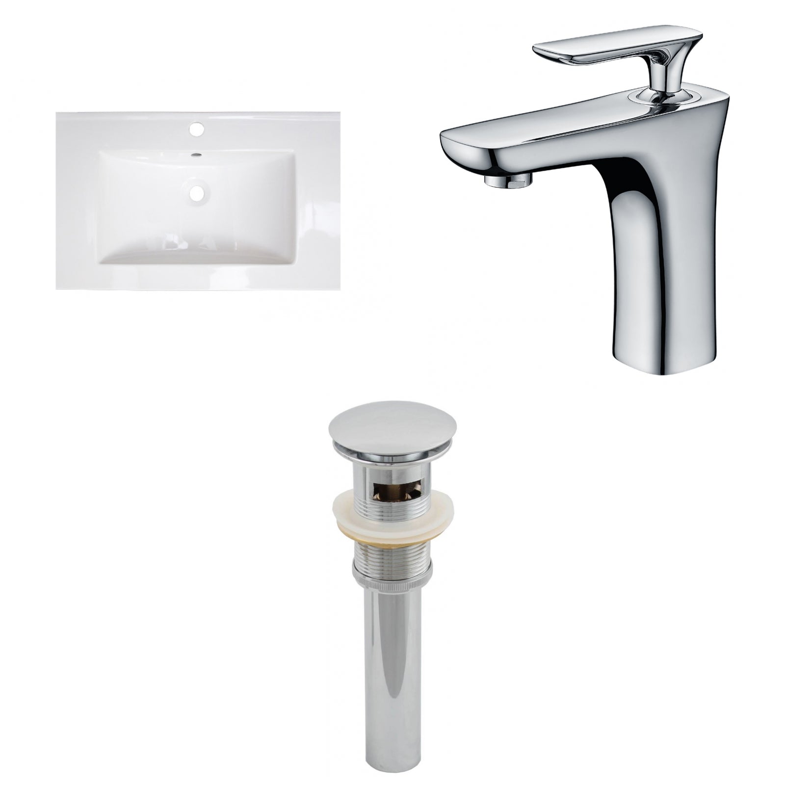 American Imaginations AI-27170 24" White Rectangular Drop In Transitional Ceramic Top Set