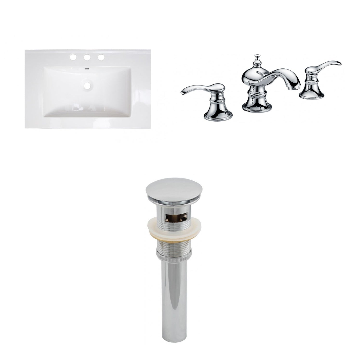 American Imaginations AI-27174 24" White Rectangular Drop In Transitional Ceramic Top Set