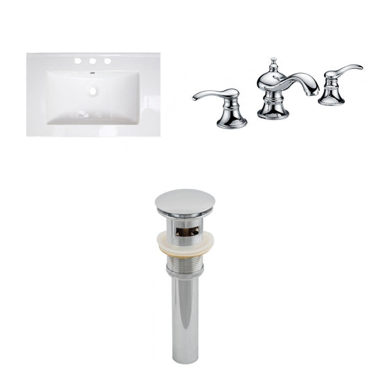 American Imaginations AI-27174 24" White Rectangular Drop In Transitional Ceramic Top Set