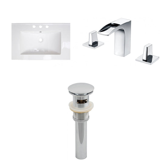 American Imaginations AI-27176 24" White Rectangular Drop In Transitional Ceramic Top Set