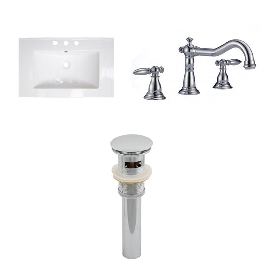 American Imaginations AI-27177 24" White Rectangular Drop In Transitional Ceramic Top Set
