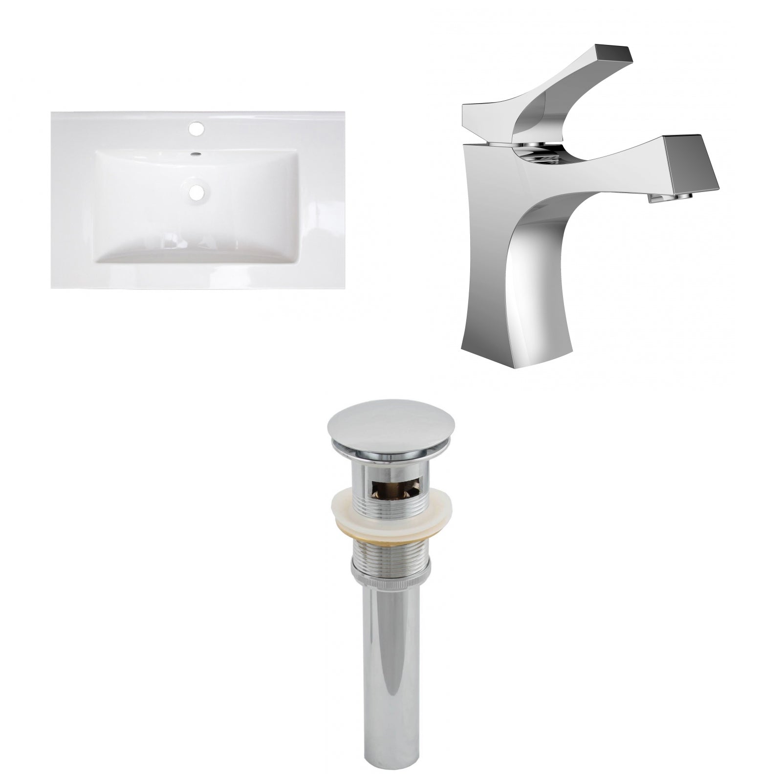 American Imaginations AI-27179 32" White Rectangular Drop In Transitional Ceramic Top Set
