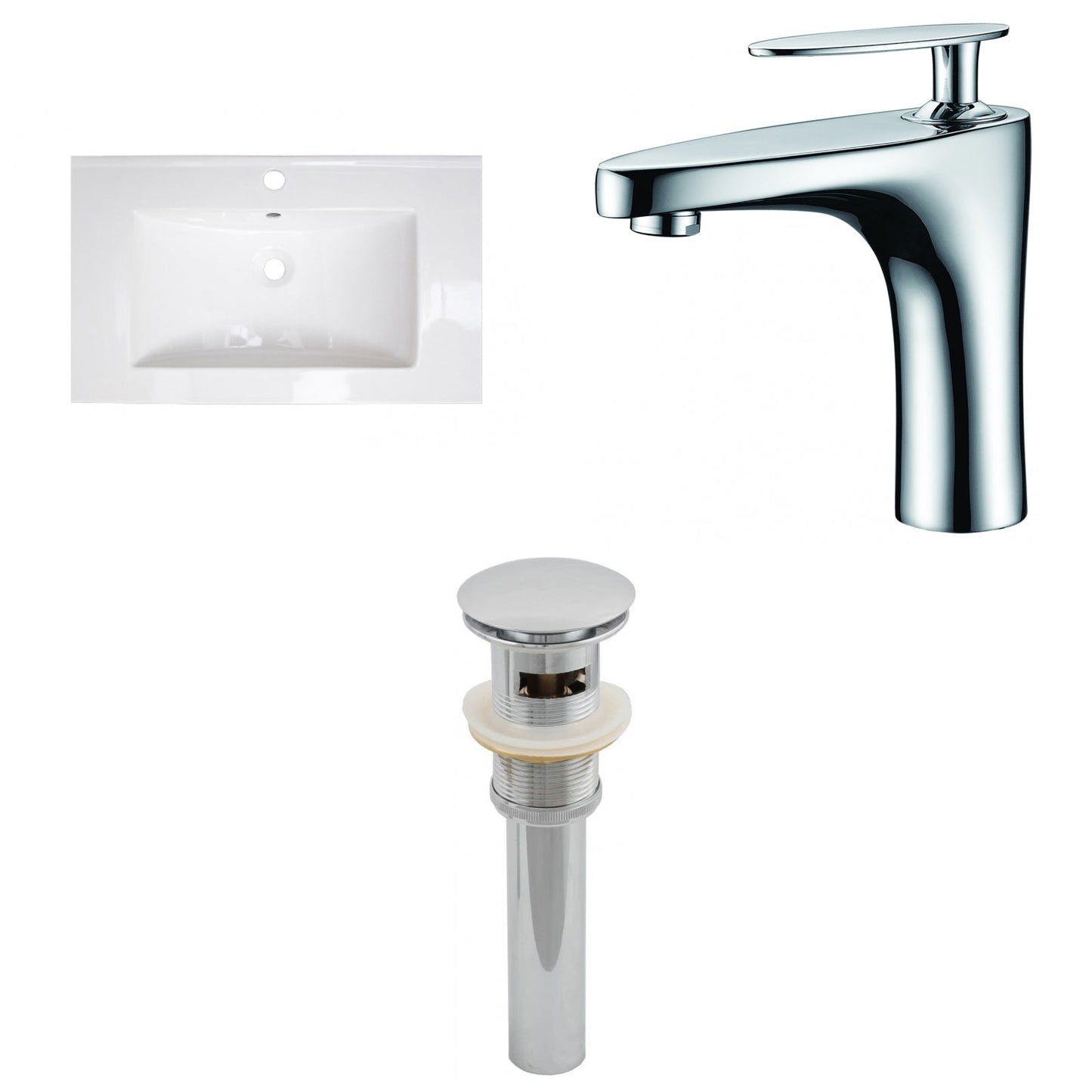 American Imaginations AI-27181 32" White Rectangular Drop In Transitional Ceramic Top Set