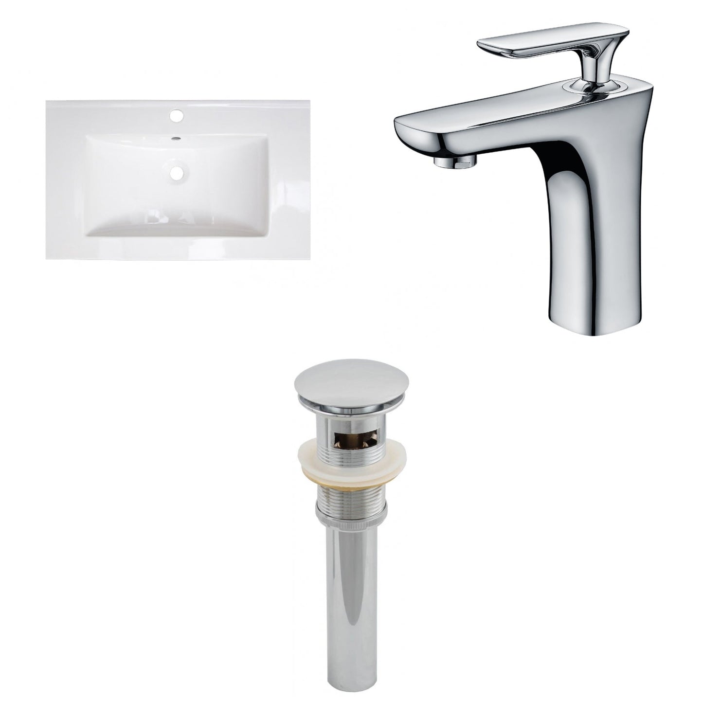 American Imaginations AI-27182 32" White Rectangular Drop In Transitional Ceramic Top Set
