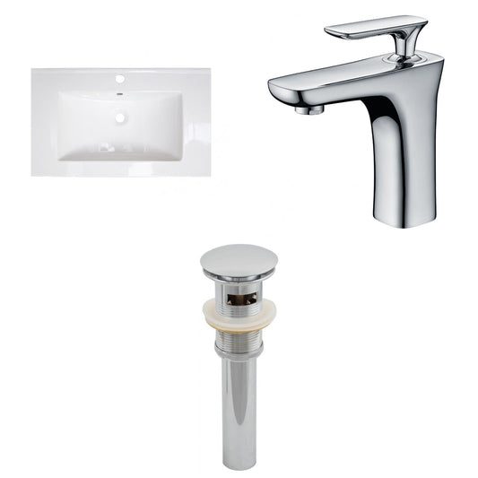 American Imaginations AI-27182 32" White Rectangular Drop In Transitional Ceramic Top Set