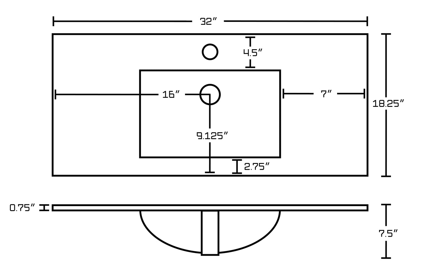 American Imaginations AI-27183 32" White Rectangular Drop In Transitional Ceramic Top Set