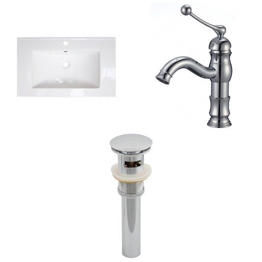 American Imaginations AI-27184 32" White Rectangular Drop In Transitional Ceramic Top Set