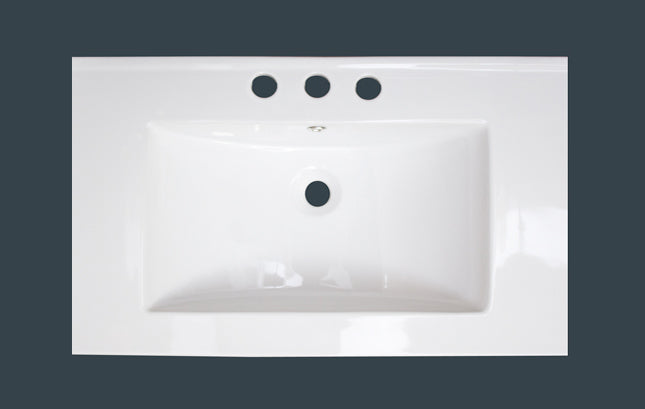 American Imaginations AI-27187 32" White Rectangular Drop In Transitional Ceramic Top Set