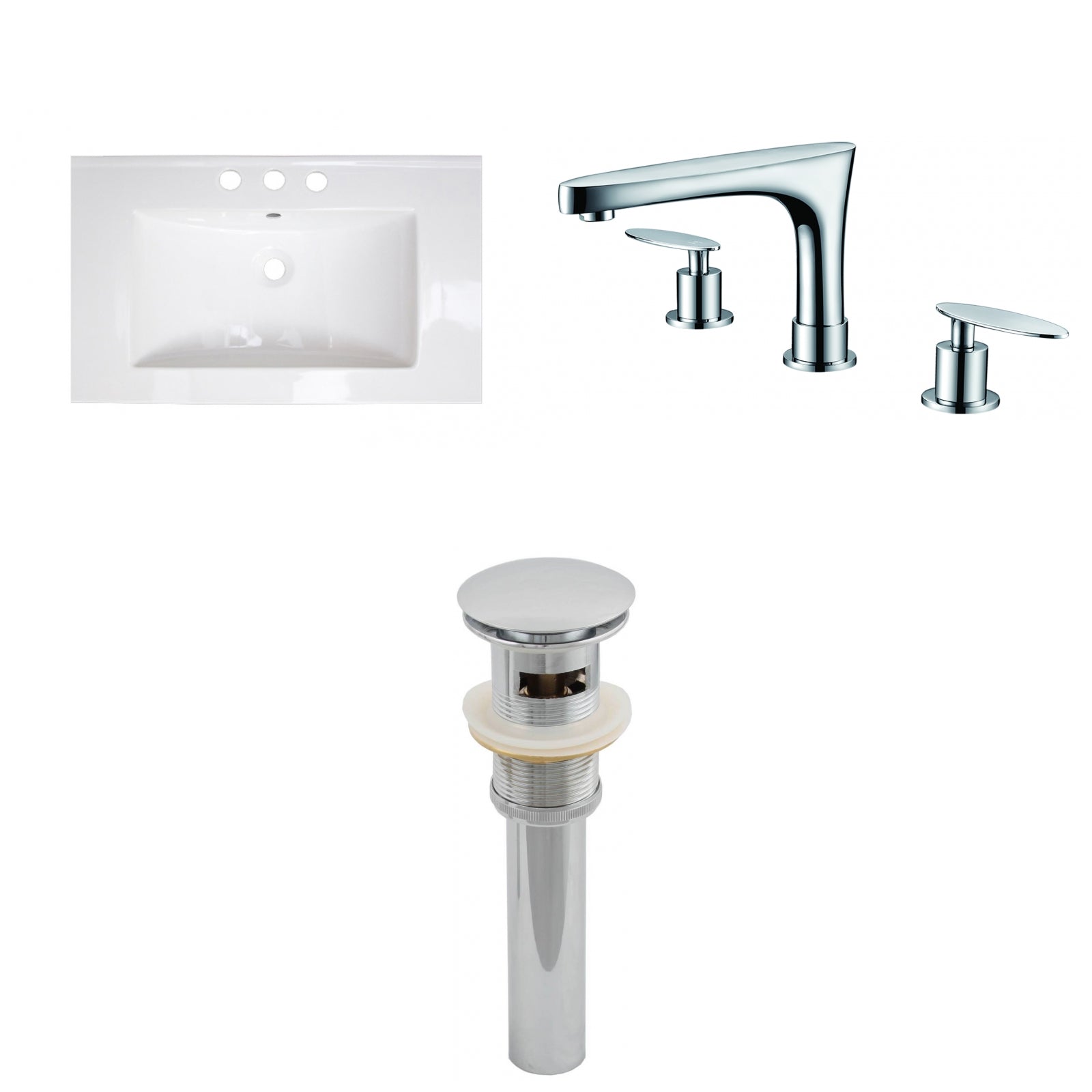 American Imaginations AI-27187 32" White Rectangular Drop In Transitional Ceramic Top Set