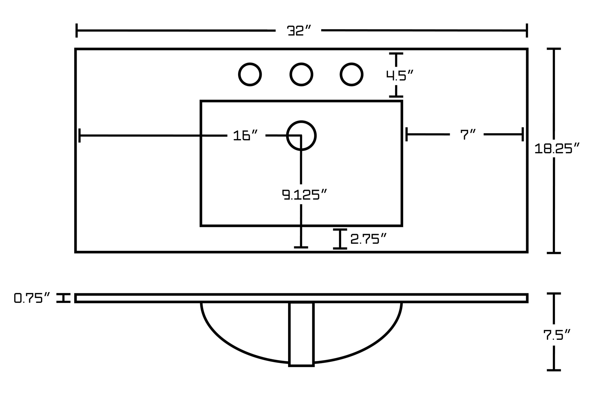 American Imaginations AI-27188 32" White Rectangular Drop In Transitional Ceramic Top Set