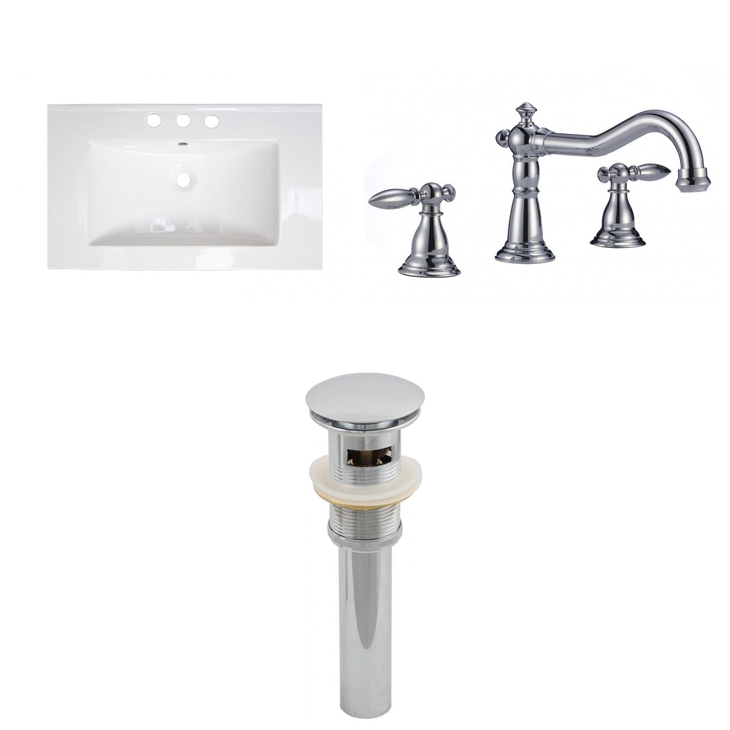 American Imaginations AI-27189 32" White Rectangular Drop In Transitional Ceramic Top Set