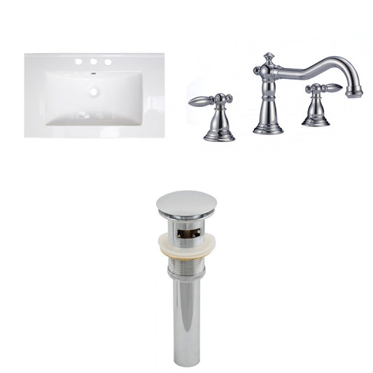 American Imaginations AI-27189 32" White Rectangular Drop In Transitional Ceramic Top Set