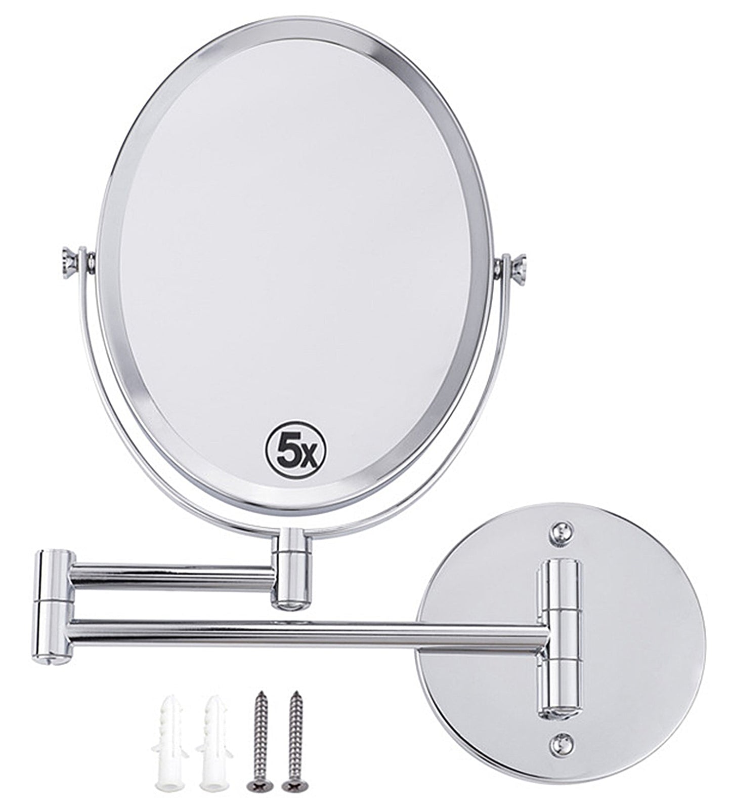 American Imaginations AI-27401 17" Chrome Oval Wall Mount Modern Magnifying Mirror