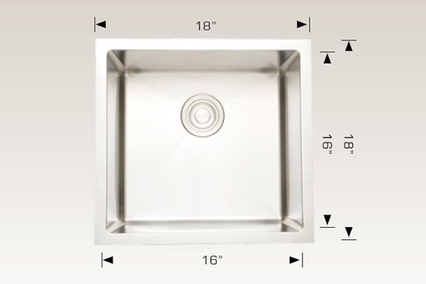 American Imaginations AI-27413 18" Stainless Steel Square Stainless Steel Modern Kitchen Sink