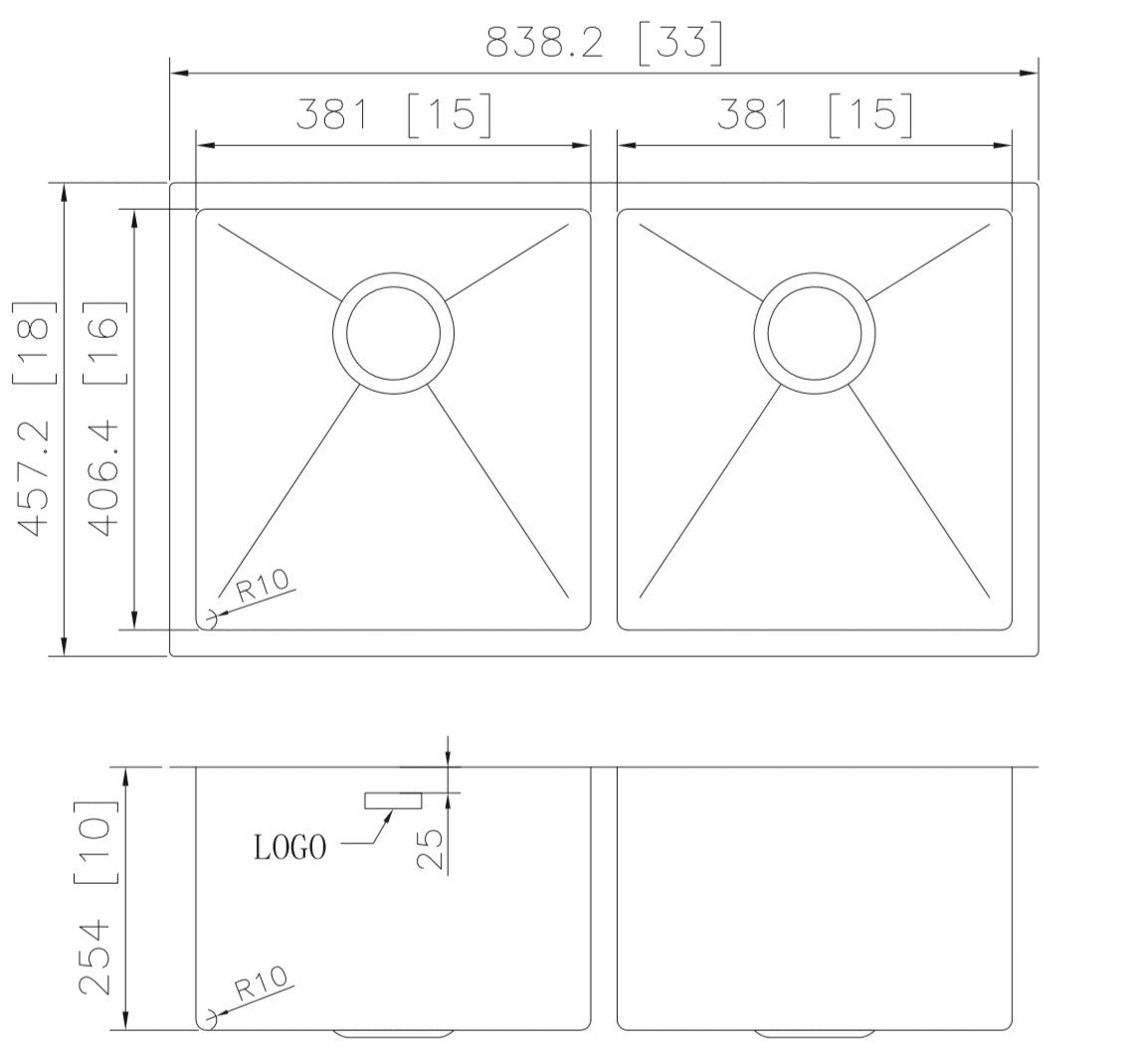 American Imaginations AI-27417 33" Stainless Steel Rectangle Stainless Steel Modern Kitchen Sink