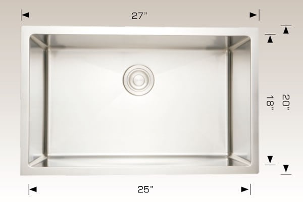 American Imaginations AI-27444 27" Stainless Steel Rectangle Stainless Steel Modern Kitchen Sink
