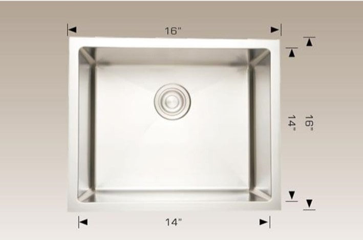 American Imaginations AI-27522 16" Stainless Steel Square Stainless Steel Modern Kitchen Sink