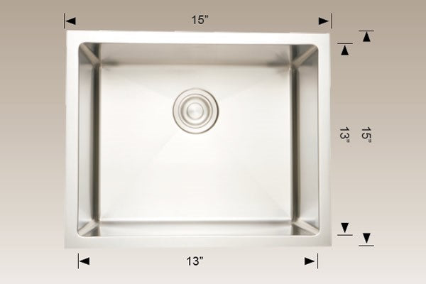 American Imaginations AI-27527 15" Stainless Steel Square Stainless Steel Modern Kitchen Sink