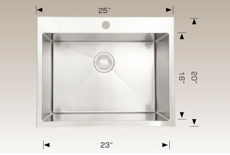 American Imaginations AI-27535 25" Stainless Steel Rectangle Stainless Steel Modern Kitchen Sink